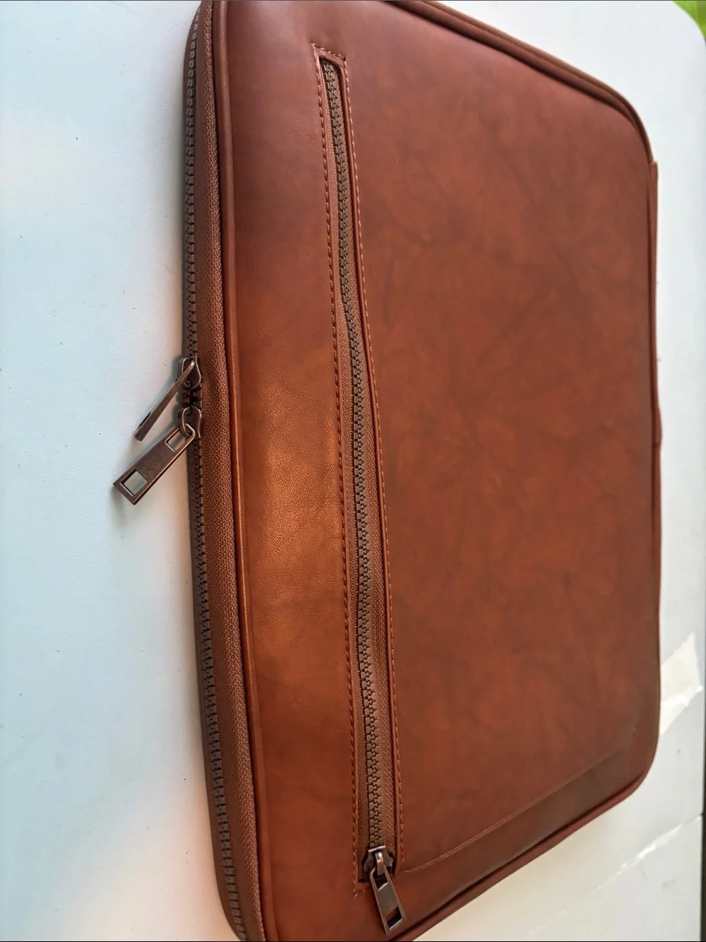 Brown Laptop Zipper Sleeve with Front Zipper Pocket 16”x12” Men or Women’s